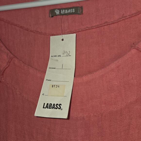 VTG La Bass Coral Linen Dress XL Oversized Statement Lagenlook ITALY NWT Artsy - Picture 4 of 16